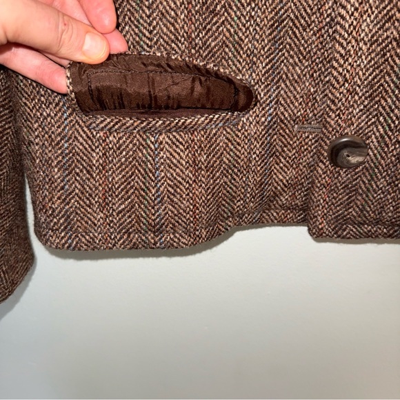 Ralph Lauren Polo Wool Tweed Herringbone Blazer Collarless Made in USA 12 - Picture 11 of 15